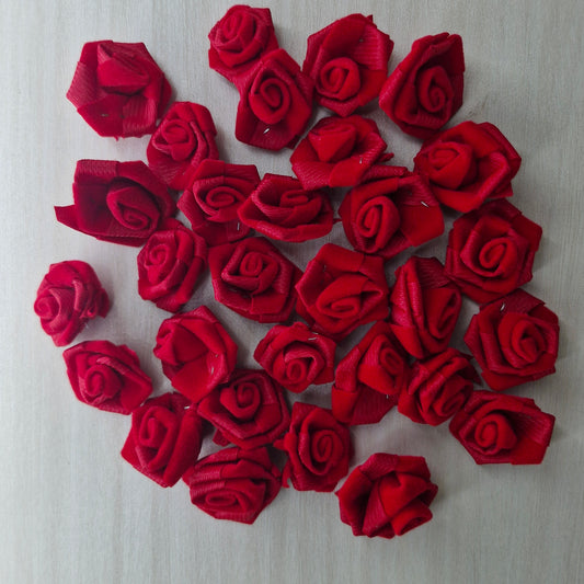 Red Velvet Rose Flowers Embellishment - Elegant Diwali Decoration