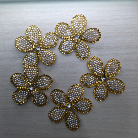 Pearl & Stone Flowers Embellishment - Elegant Diwali Decoration