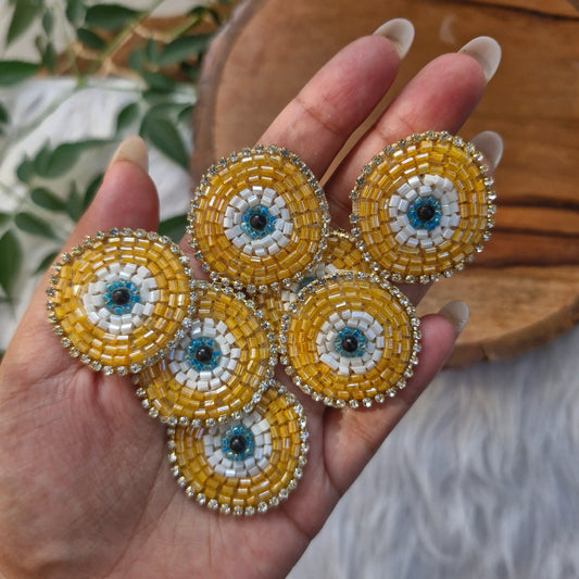 Small Beaded Evil Eye Patch 5pcs - Elegant HandCrafted Diwali DIY Booti Decoration