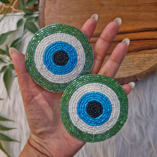 Beaded Evil Eye Patch 2pcs - Elegant HandCrafted Diwali DIY Booti Decoration