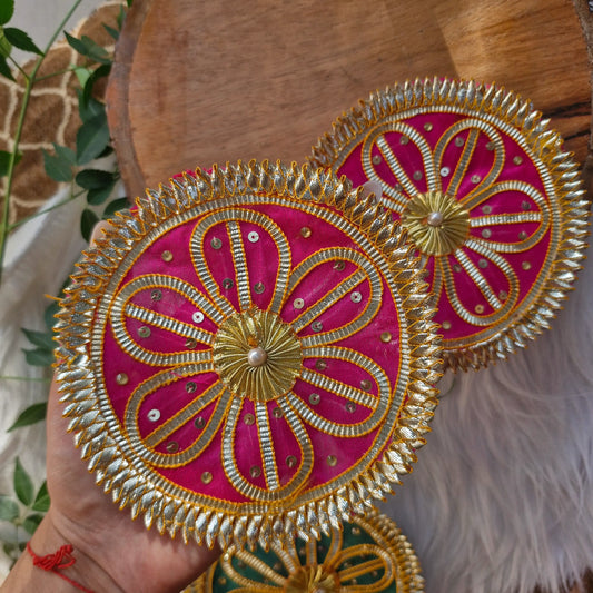 Big Fabric Gota Buti Patch 2pcs - Elegant HandCrafted Diwali DIY Booti Decoration