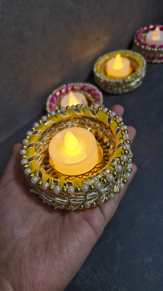 Gota Colorful Tealight Holder for Diwali Décor 2pcs – Festive Decorative Candle Holder
