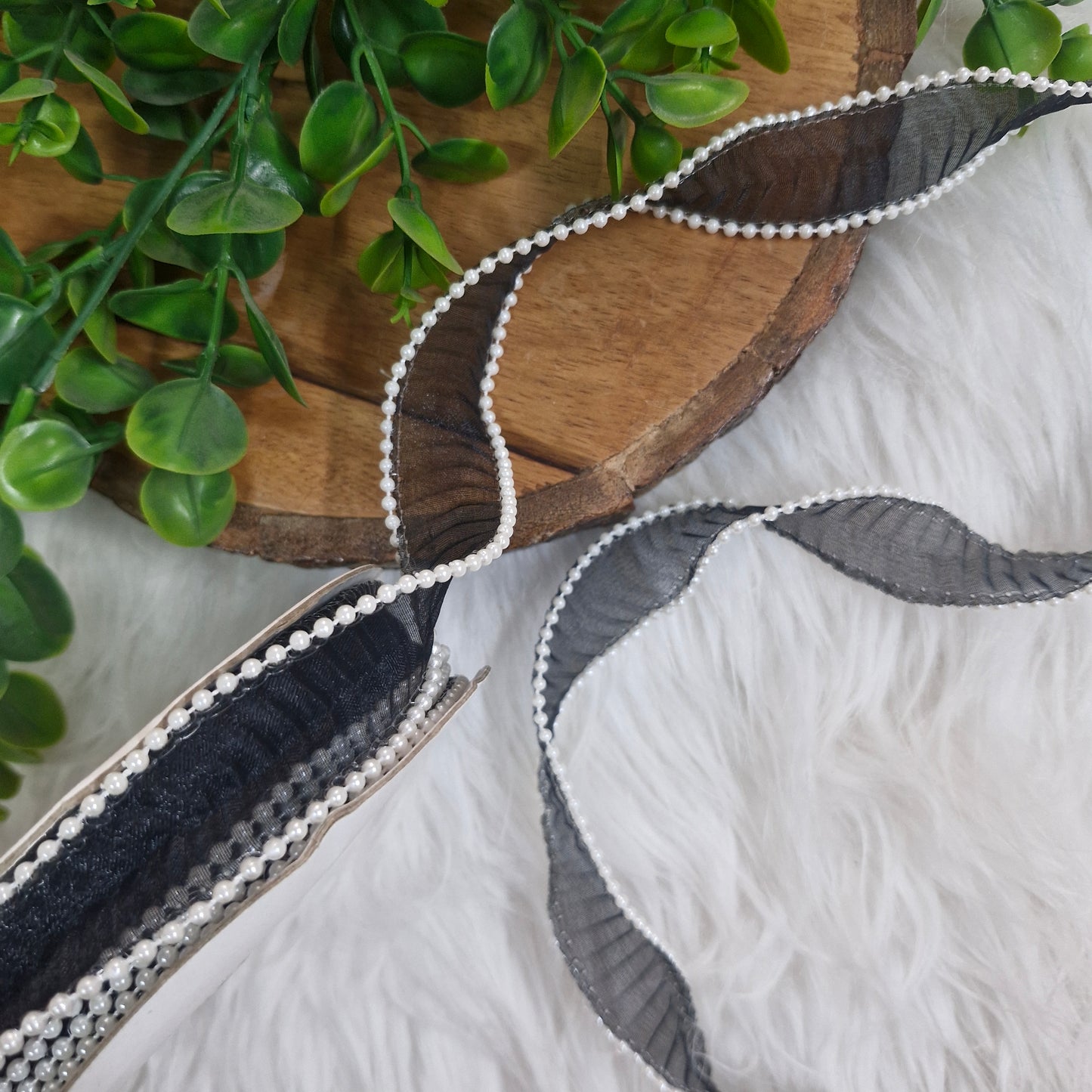 1 Inch Frill Pearl Organza Ribbon - Decorative Ribbon for Gift Wrapping, Crafts & Events