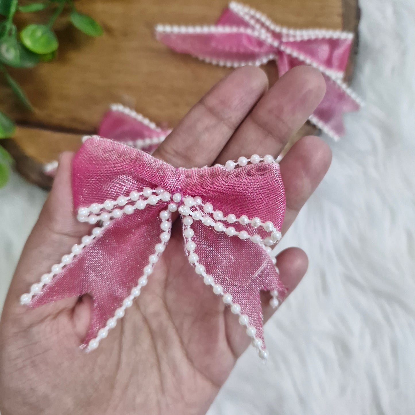 Pearl Organza DIY Craft Bows: Ribbon Bow 5pcs - Decorative Gift Wrapping