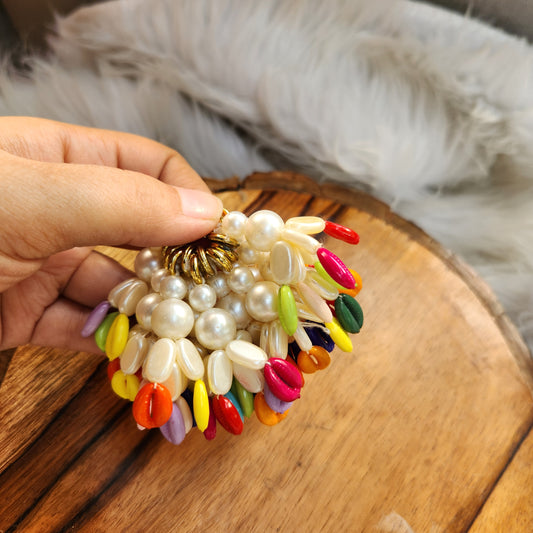 Mini Colorful Shell Tassel Latkan Diwali Decoration 10 pcs - Pearl Beads Latkans for Jewellery and Crafts