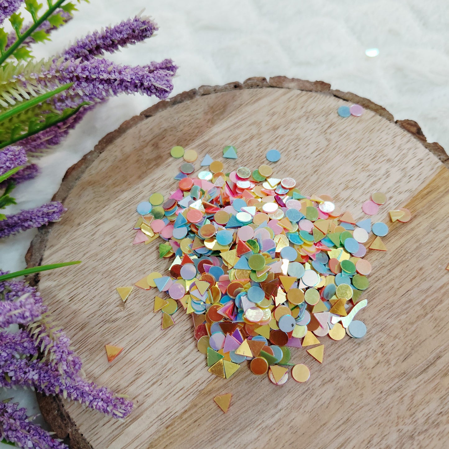 Multicolor Geometric shapes Sequins Mix - 50 gms - Cute Shiny Sequin for Crafts Jewellery and fabrics