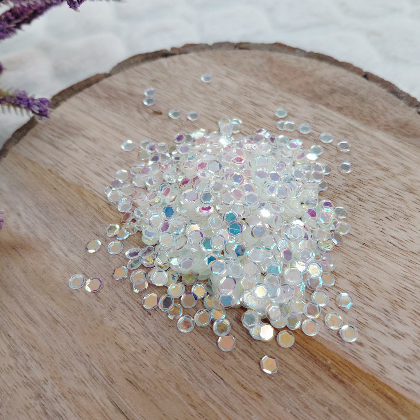 White Pearl Round Embossed Sequins Mix - 50 gms - Cute Shiny Sequin for Crafts Jewellery and fabrics