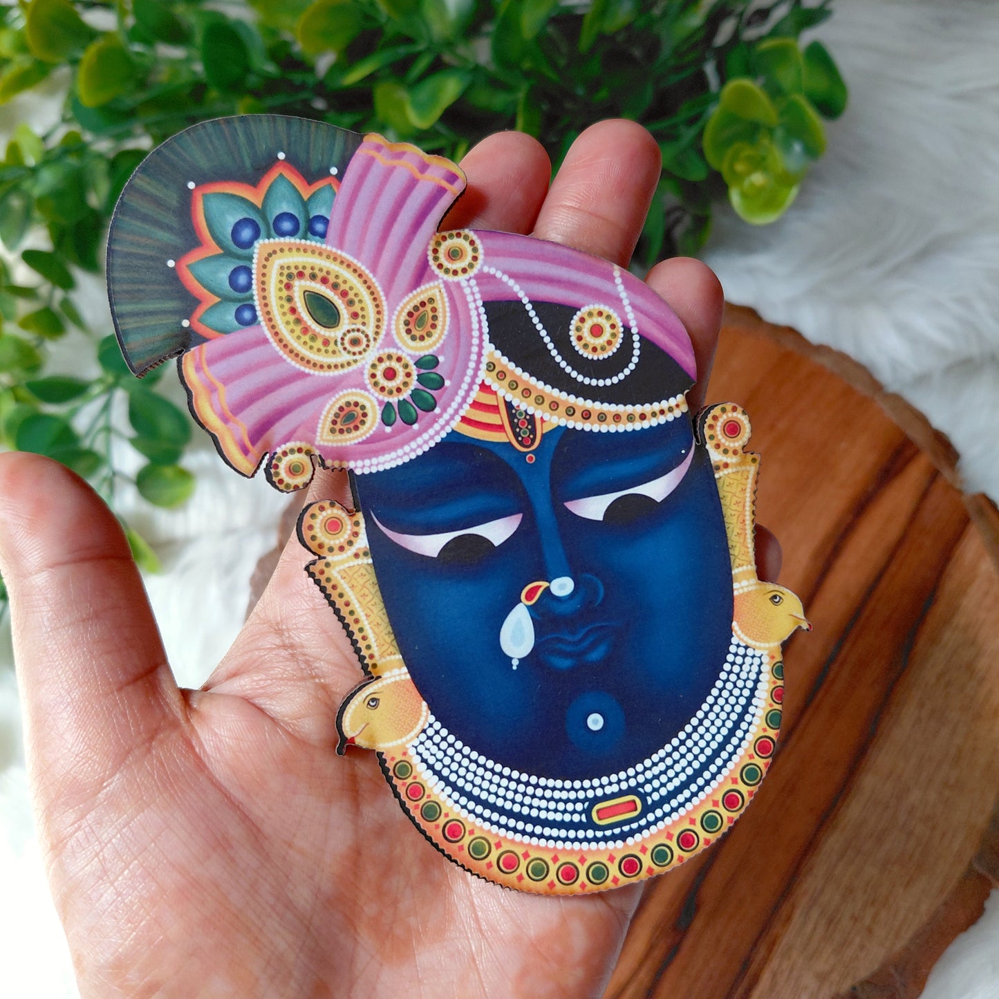 MDF Pichwai Shreenath Ji Figurine - Printed Wooden Ethnic Cutouts - Diwali DIY Decoratives