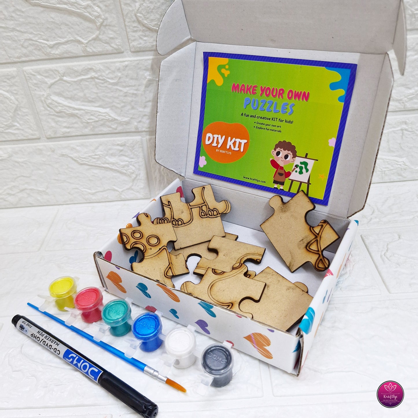 DIY wooden jigsaw puzzle craft kids painting set art and craft kit children educational puzzle activity creative gift for kids return gift ideas handmade