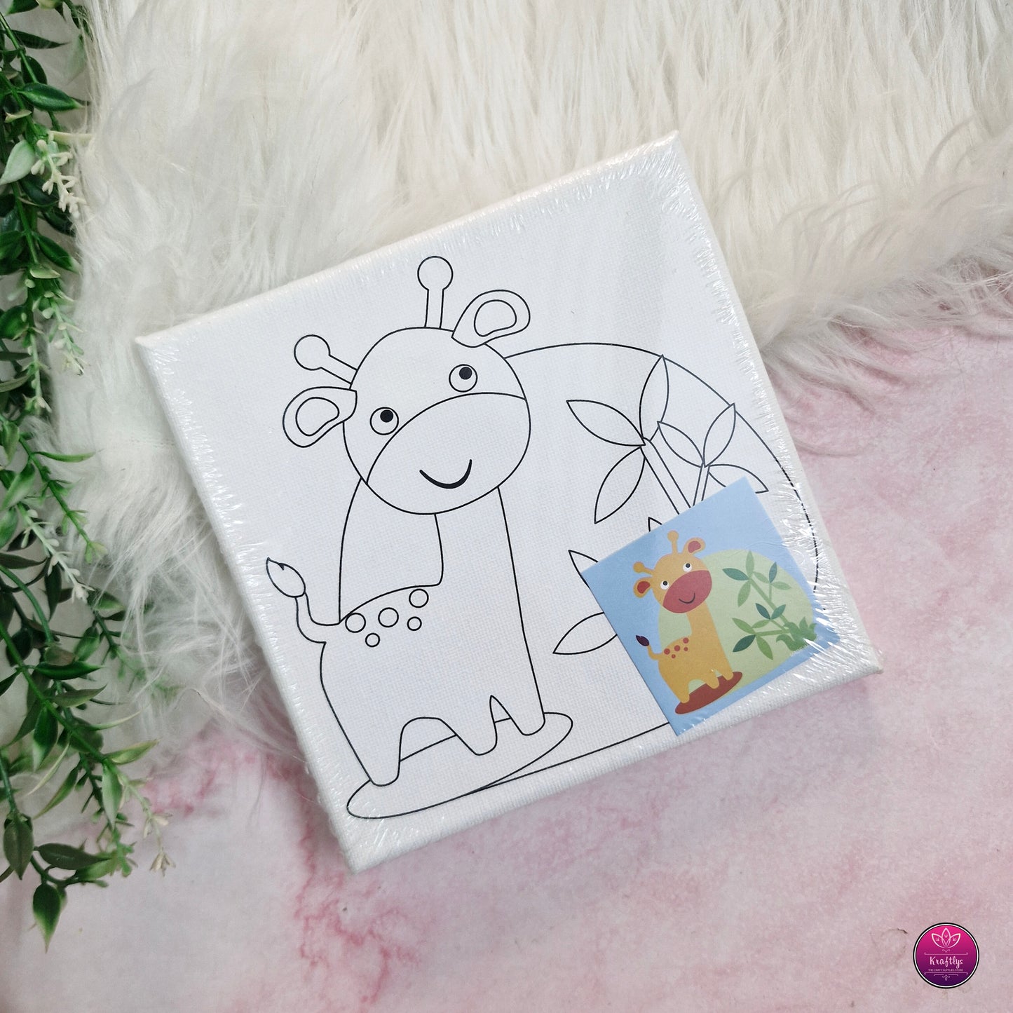 Animal Theme Canvas Painting Kit for Kids – DIY Colouring Art Set - SMALL