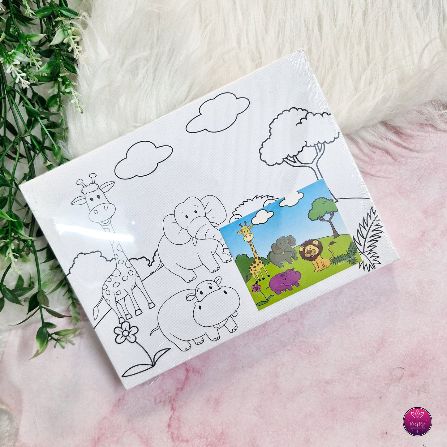 Animal Theme Canvas Painting Kit for Kids – DIY Colouring Art Set - BIG