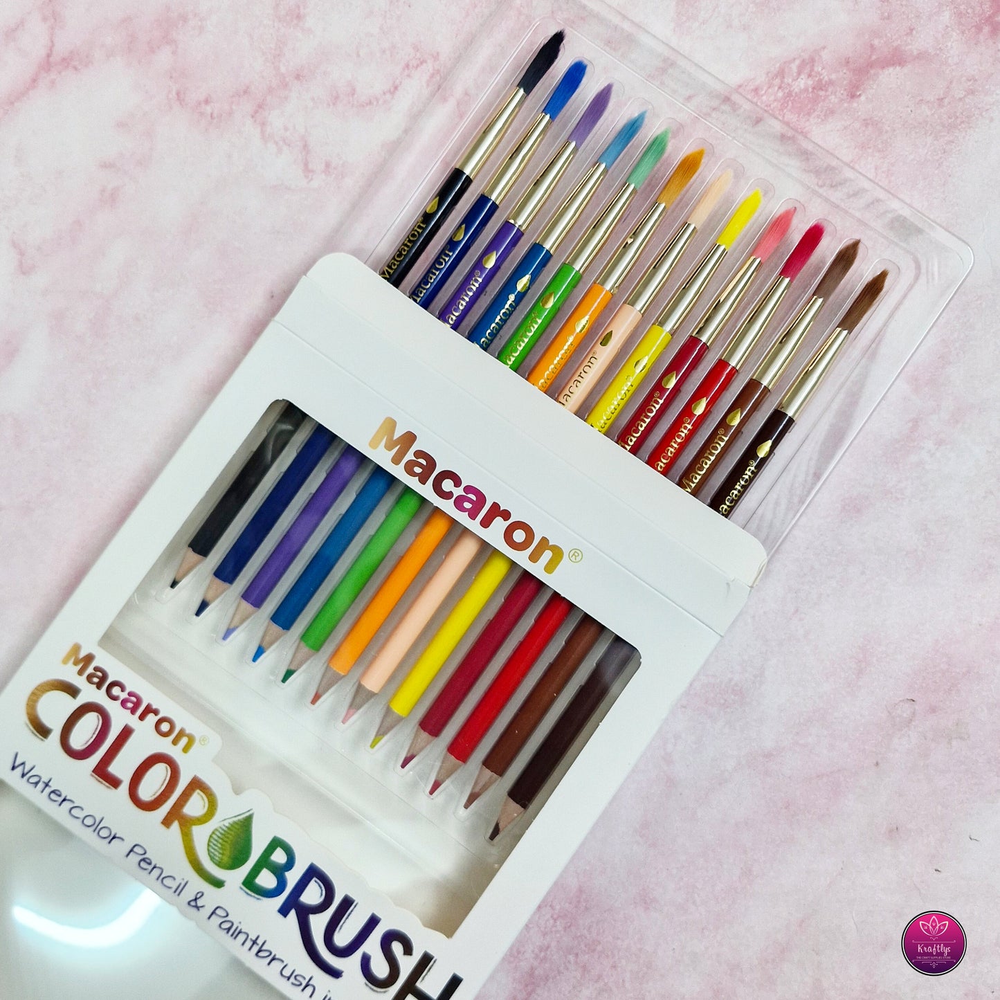 Macaron ColorBrush – 2-in-1 Watercolor Pencil & Paintbrush Set (12 Colors)