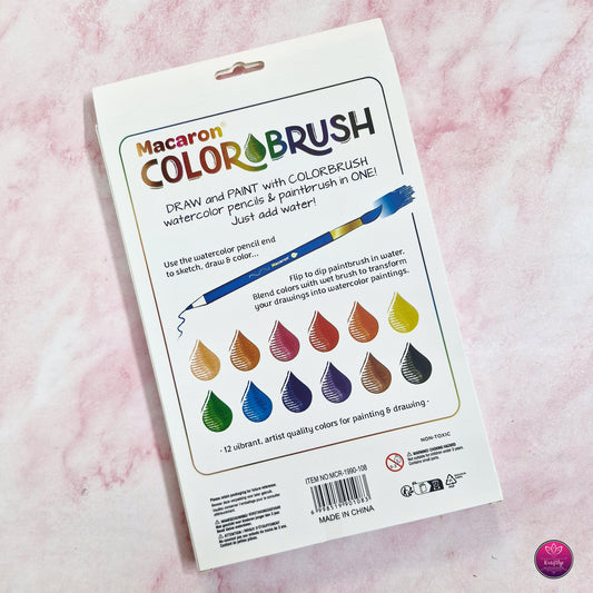 Macaron ColorBrush – 2-in-1 Watercolor Pencil & Paintbrush Set (12 Colors)