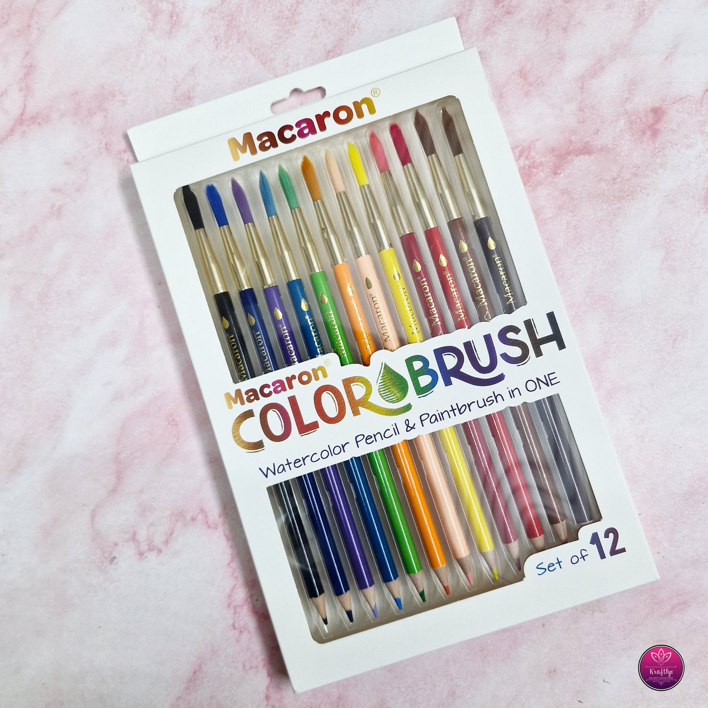 Macaron ColorBrush – 2-in-1 Watercolor Pencil & Paintbrush Set (12 Colors)