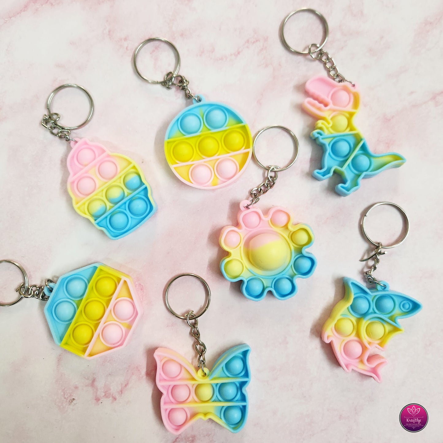 Set Of 4 - Mini Pastel Pop It Keychains – Cute & Colorful Fun!