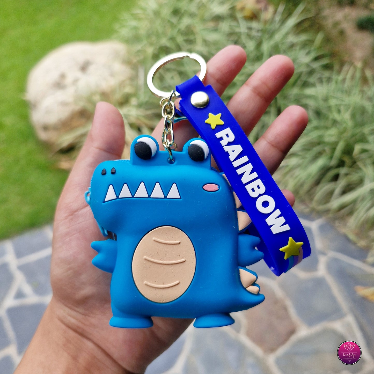 CUTE DINO SILICON POUCH KEYCHAIN