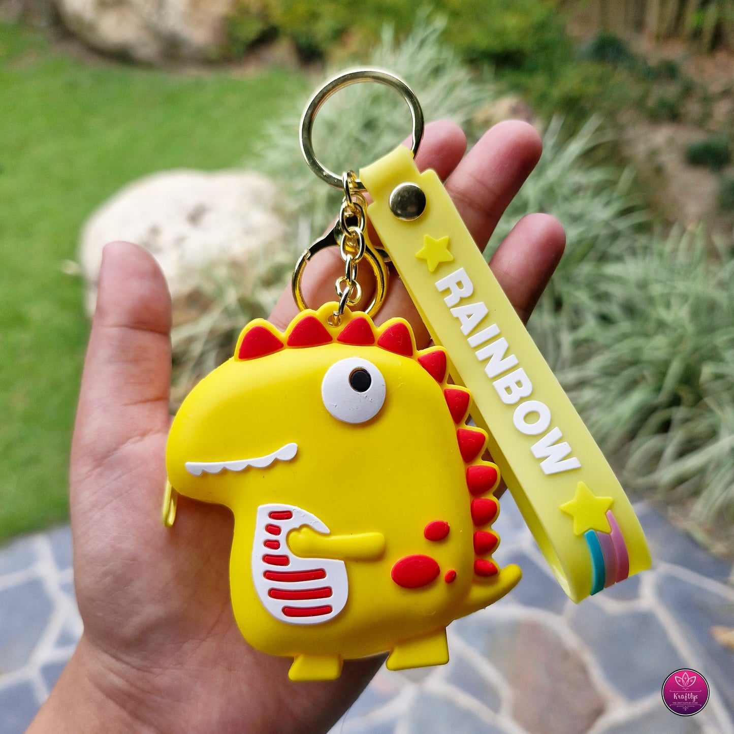 CUTE DINO SILICON POUCH KEYCHAIN