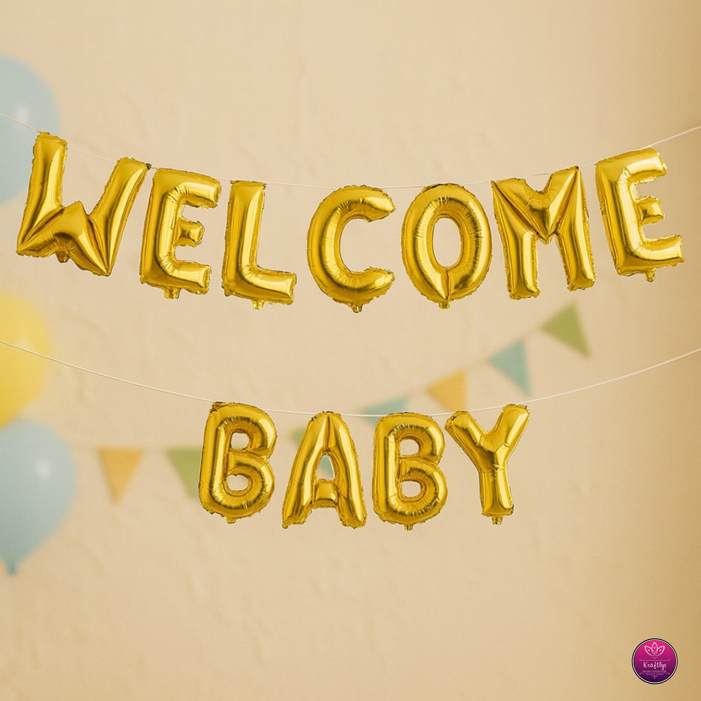 Welcome Baby Foil Letter Balloon Set – Adorable Baby Shower & Newborn Party Decorations