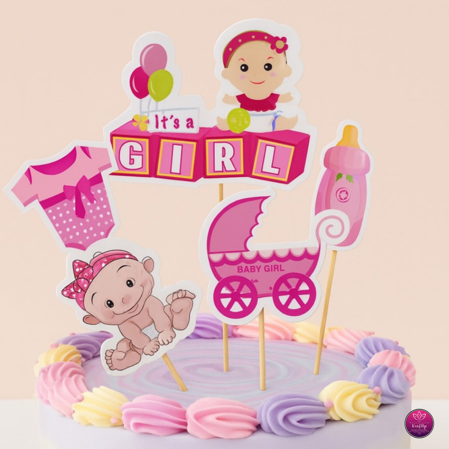 It’s a Girl Cake Topper – Adorable Pink Baby Shower & Welcome Decor