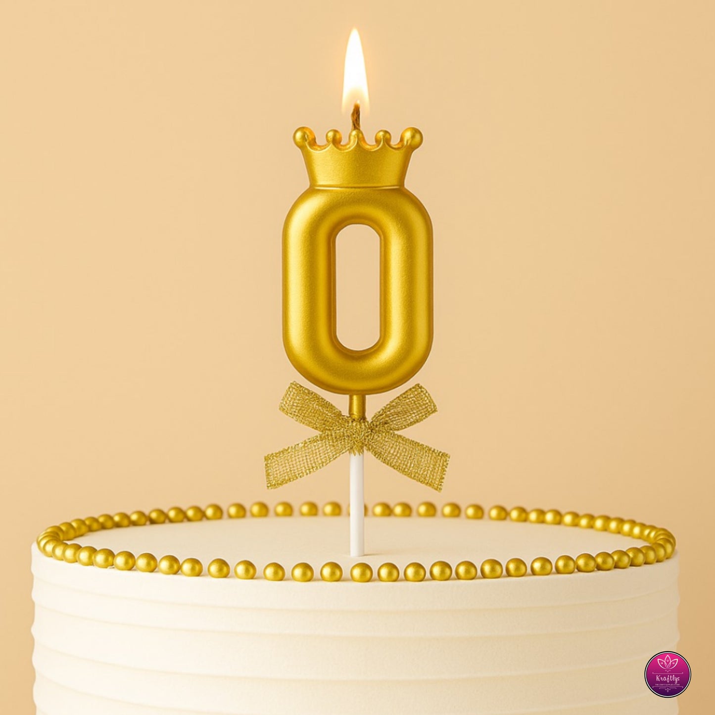 Gold Metallic Number Candle Cake Topper – Birthday Decoration for Cakes