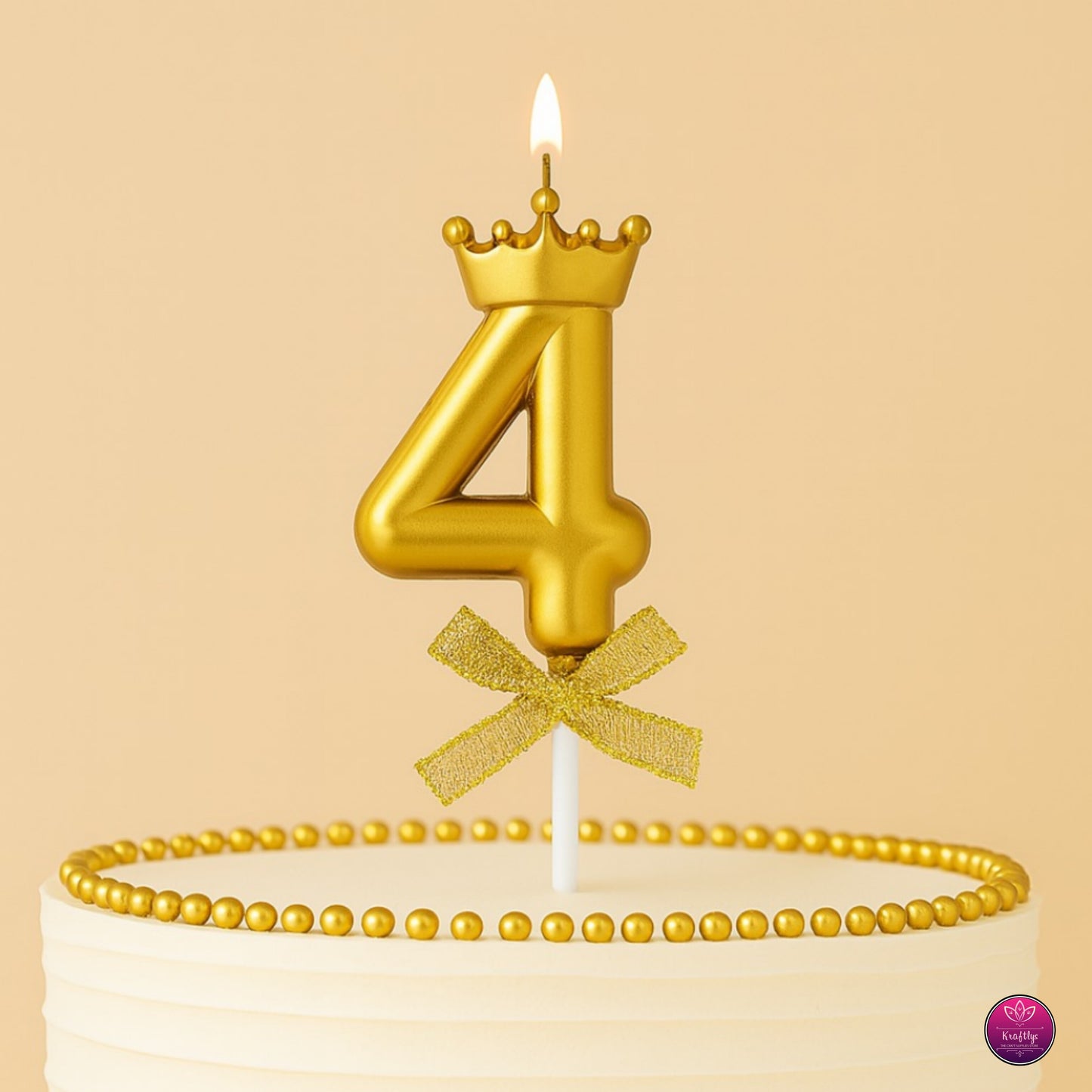 Gold Metallic Number Candle Cake Topper – Birthday Decoration for Cakes