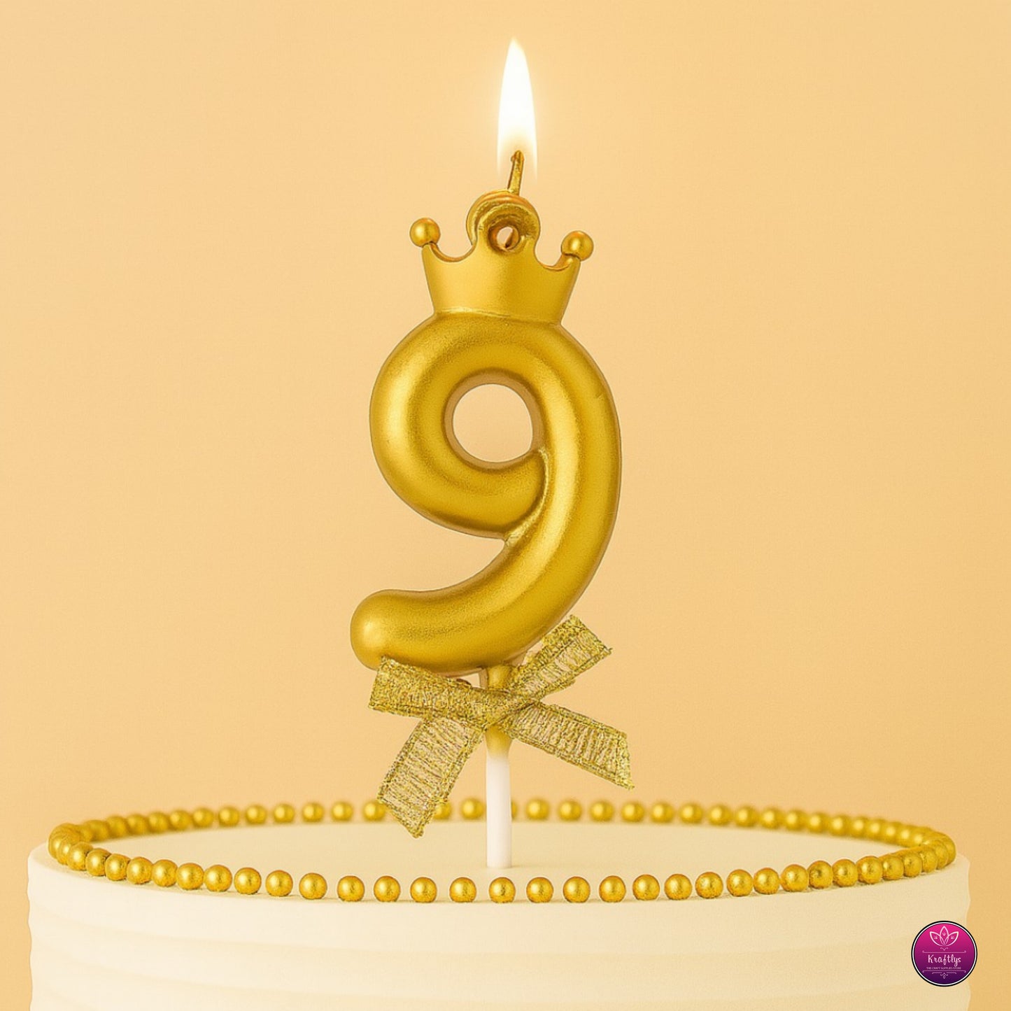 Gold Metallic Number Candle Cake Topper – Birthday Decoration for Cakes