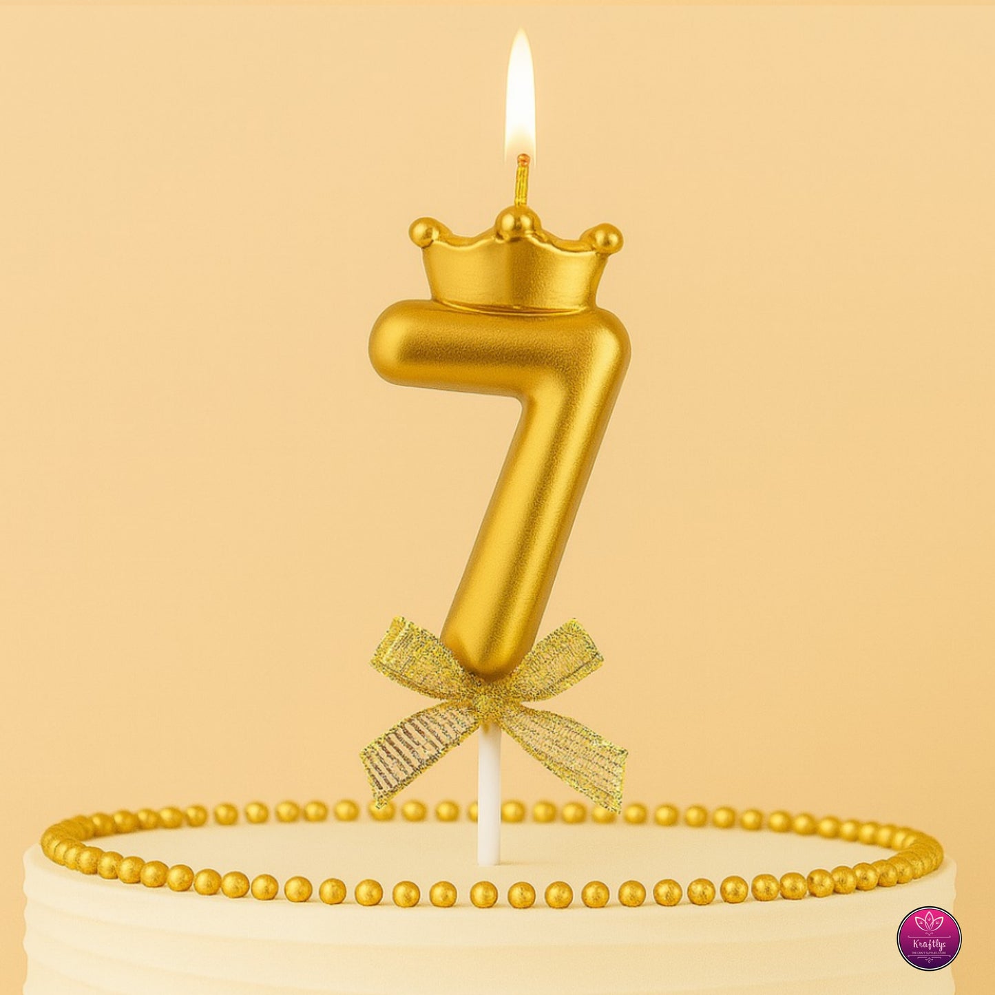 Gold Metallic Number Candle Cake Topper – Birthday Decoration for Cakes