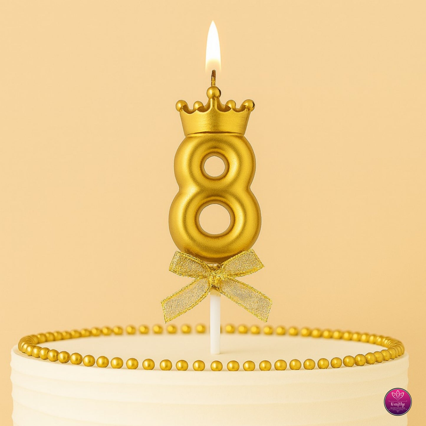 Gold Metallic Number Candle Cake Topper – Birthday Decoration for Cakes