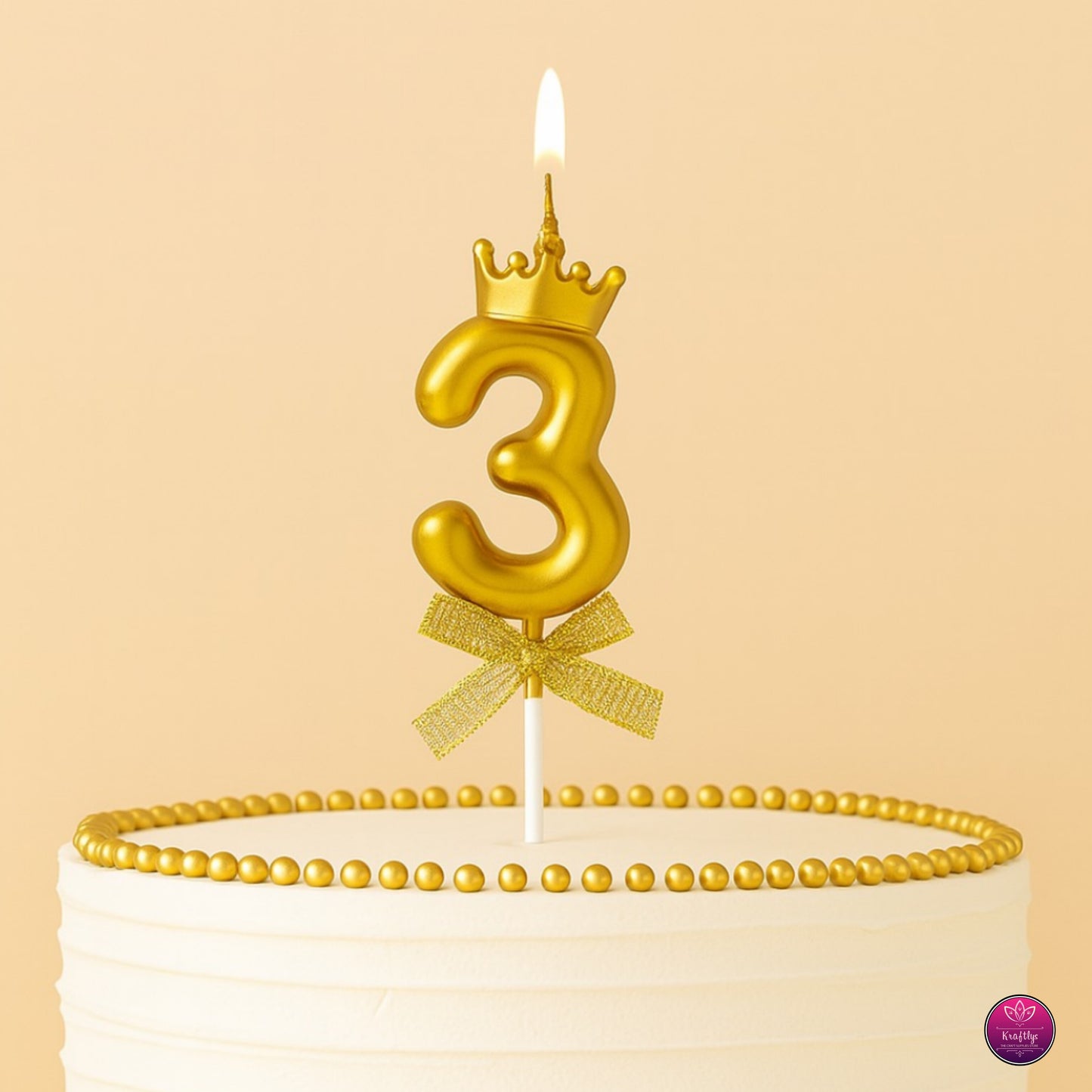 Gold Metallic Number Candle Cake Topper – Birthday Decoration for Cakes