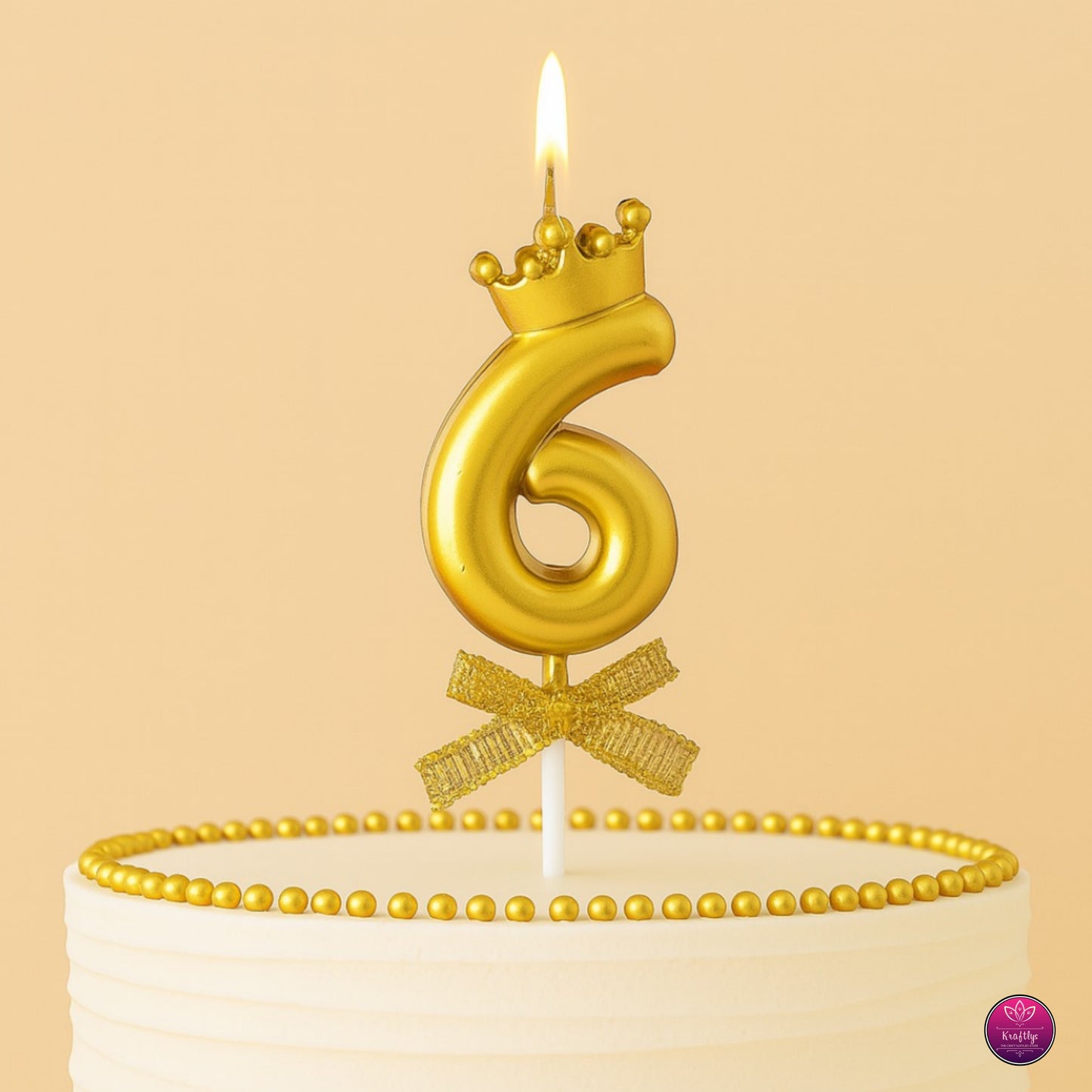 Gold Metallic Number Candle Cake Topper – Birthday Decoration for Cakes
