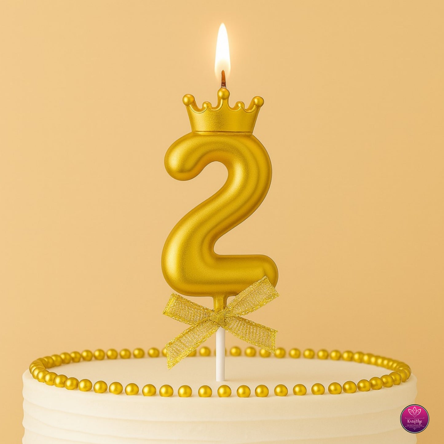 Gold Metallic Number Candle Cake Topper – Birthday Decoration for Cakes