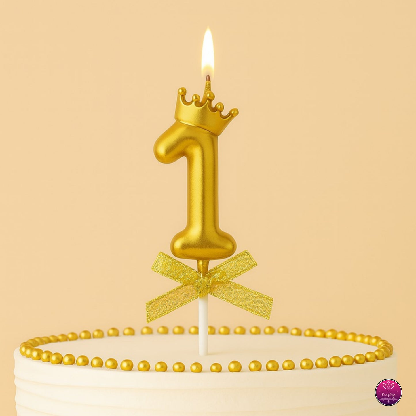 Gold Metallic Number Candle Cake Topper – Birthday Decoration for Cakes
