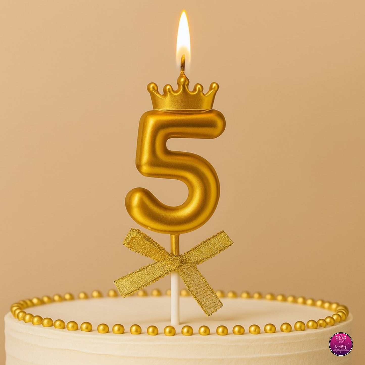 Gold Metallic Number Candle Cake Topper – Birthday Decoration for Cakes
