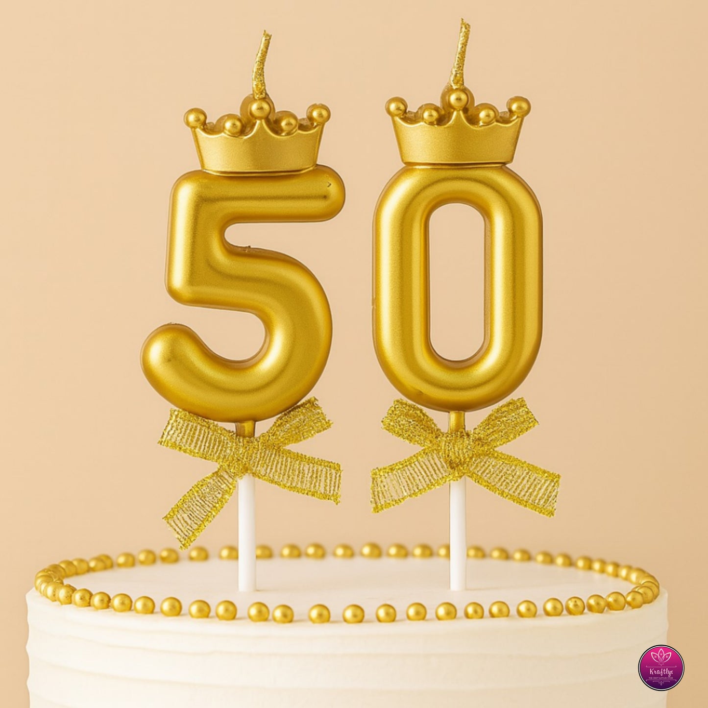 Gold Metallic Number Candle Cake Topper – Birthday Decoration for Cakes