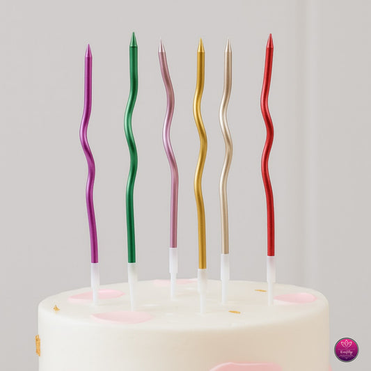 Spiral Birthday Candles for Cake - Gold, Silver & Colorful Celebration Candles
