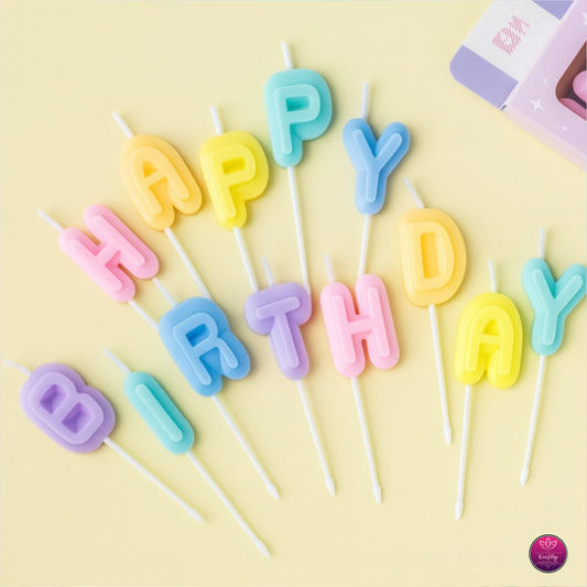 Pastel Happy Birthday Letter Candles - Birthday Celebration Candles