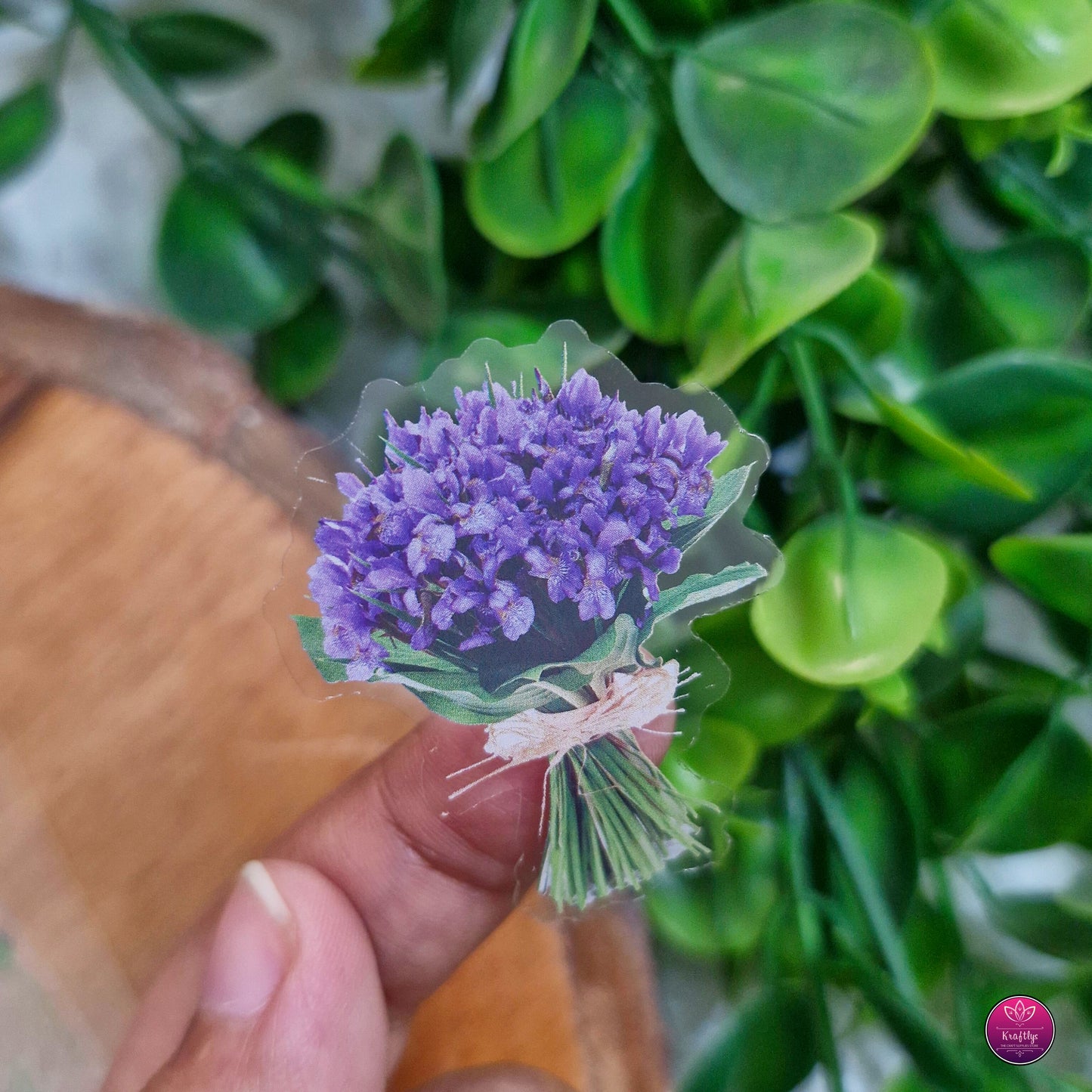 Set of 6 - CUTE TRANSPARENT PINTERESTY FLORAL STICKER - PURPLE FLOWERS