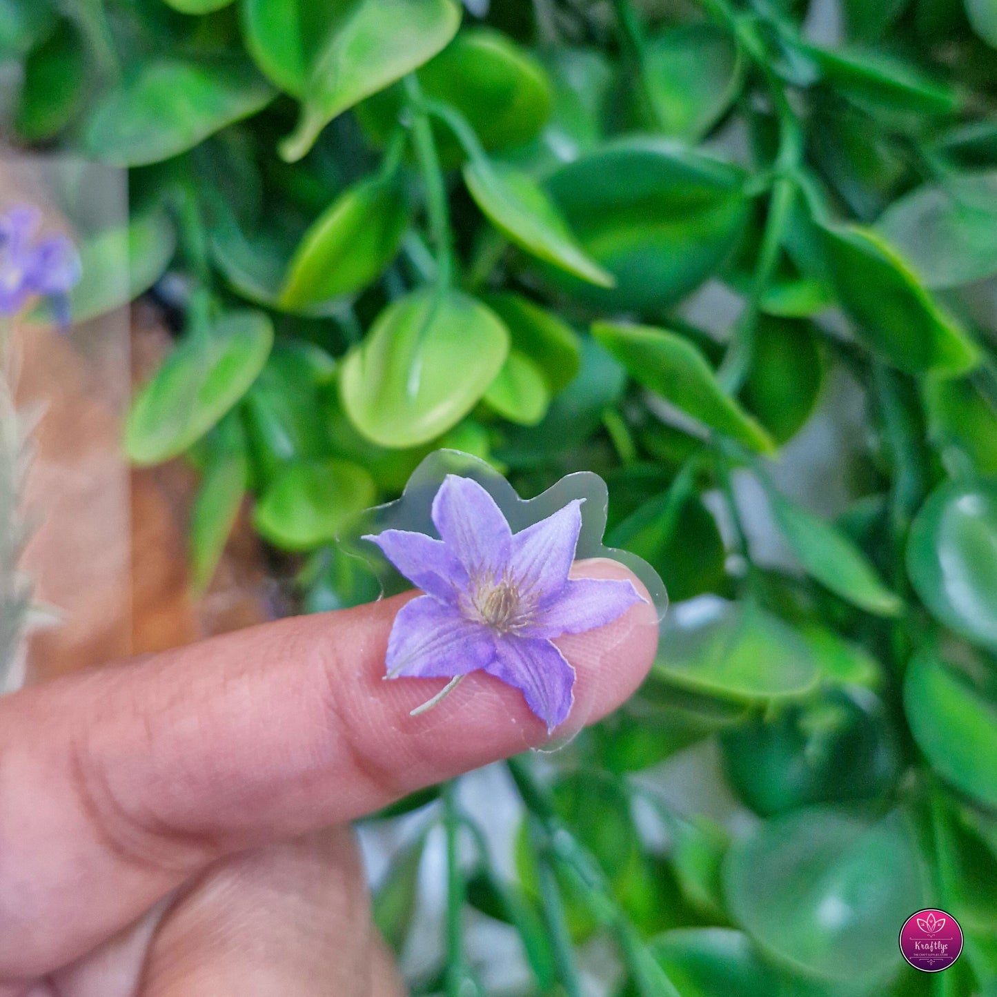 Set of 6 - CUTE TRANSPARENT PINTERESTY FLORAL STICKER - PURPLE FLOWERS