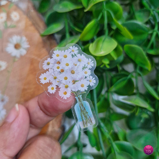 Set of 6 - CUTE TRANSPARENT PINTERESTY FLORAL STICKER - WHITE FLOWERS