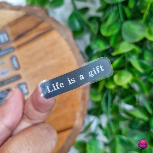 Set of 6 - CUTE TRANSPARENT PINTERESTY WORDINGS STICKER - BLACK & WHITE