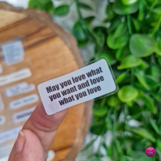 Set of 6 - CUTE TRANSPARENT PINTERESTY WORDINGS STICKER - BEIGE