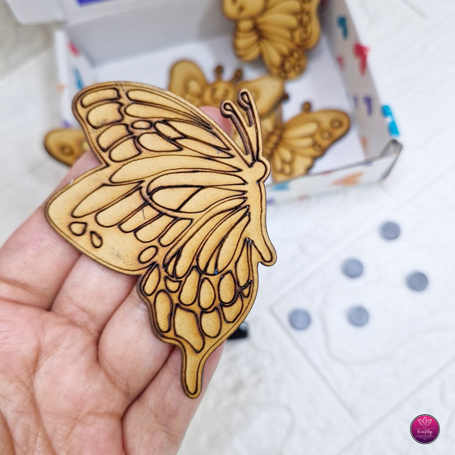 DIY Fridge Magnet Craft Kit for Kids – Butterfly Theme MDF Set with Markers & Magnets