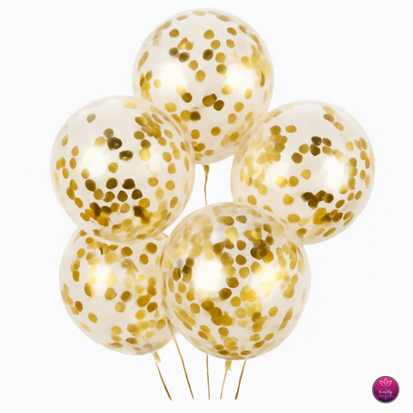 Confetti Transparent Balloons – Pack of 5 | Party & Celebration Decoration | Gold Silver RoseGold