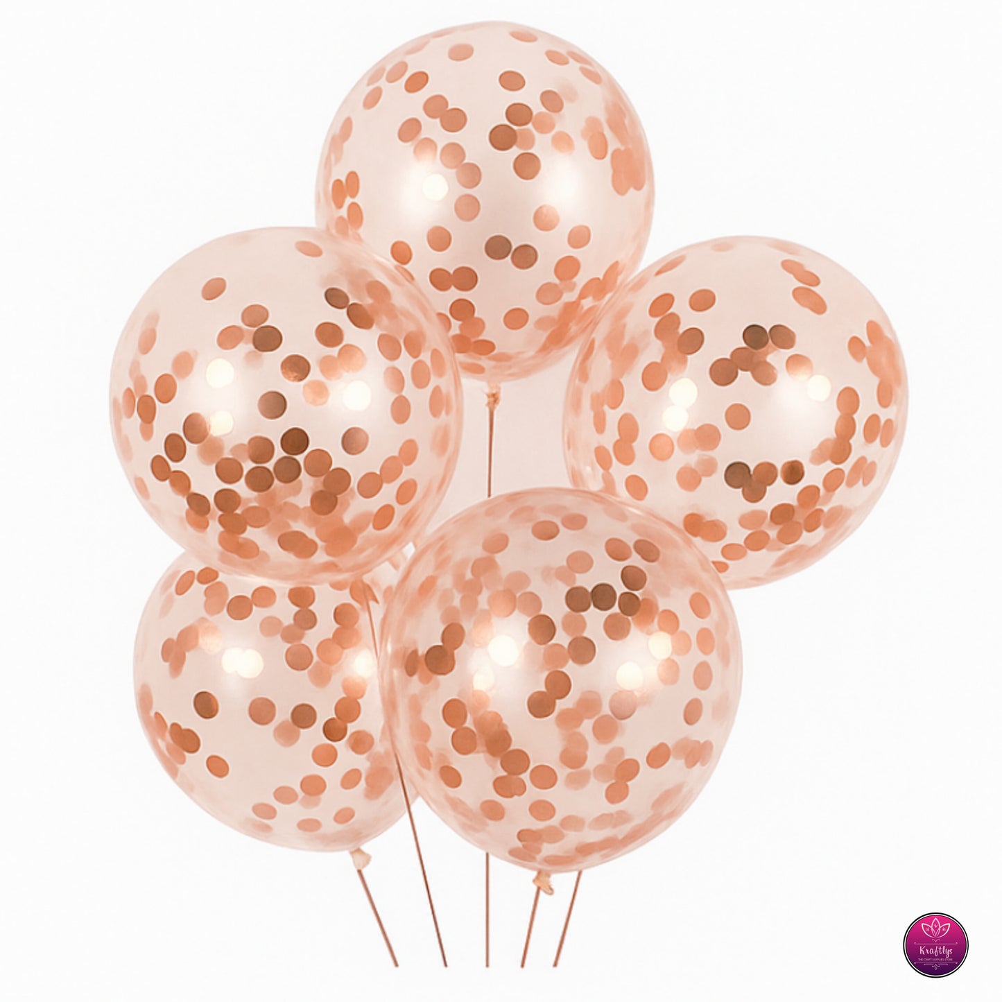 Confetti Transparent Balloons – Pack of 5 | Party & Celebration Decoration | Gold Silver RoseGold