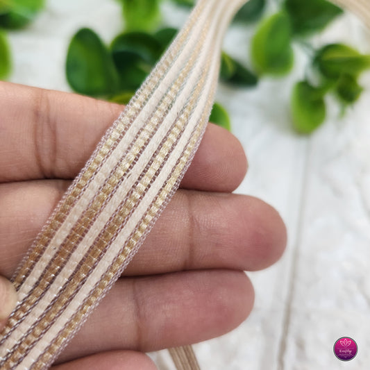 1/2 Inch Golden Lined Ribbon - Decorative Ribbon for Gift Wrapping, Crafts & Events
