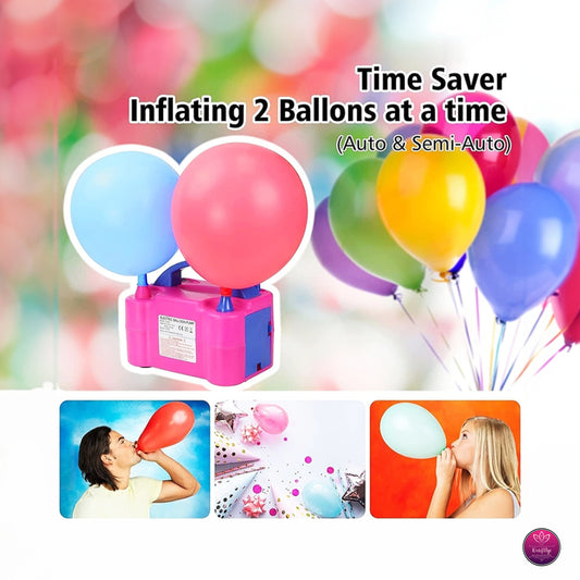 Electric Balloon Pump Machine – Dual Nozzle Inflator for Party Decoration, Fast & Easy Balloon Blower (Auto & Semi-Auto Mode)