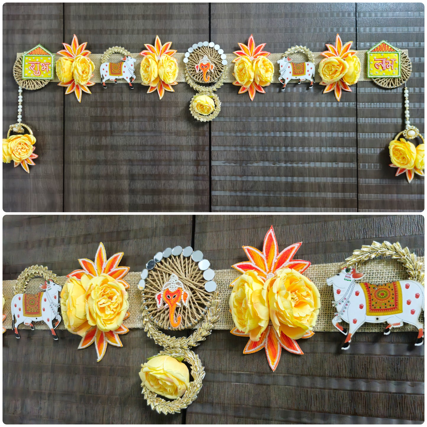 Yellow Floral Handmade Decorative Bandhanwar for Diwali – Door Hanging Toran for Festive Home Décor
