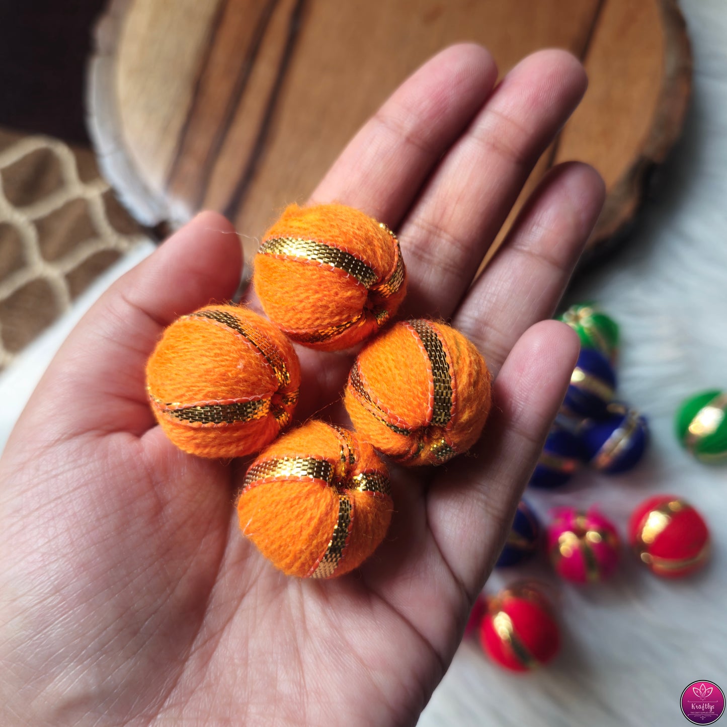 Gota Thread Balls 20mm Diwali Decoration 20 pcs - DIY Jewellery and Crafts