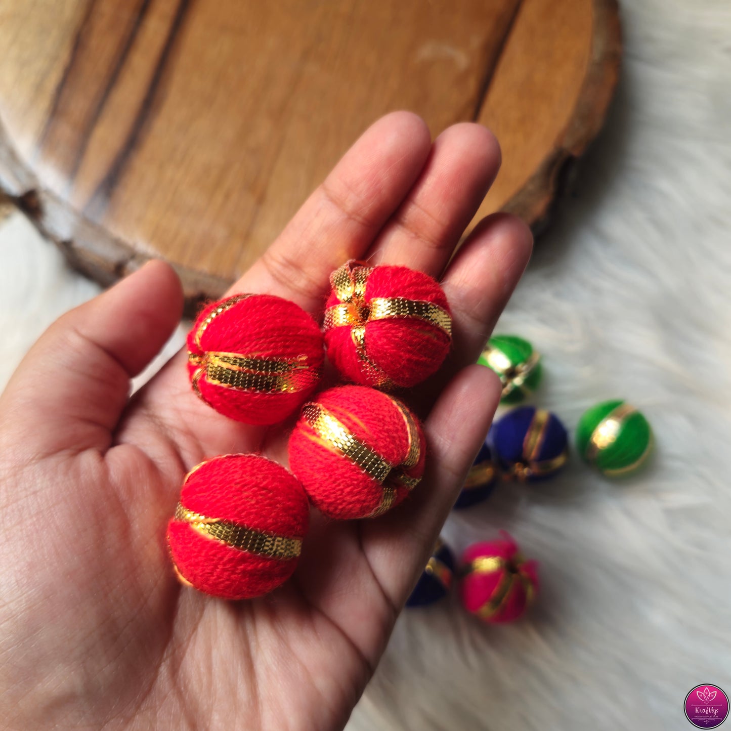 Gota Thread Balls 20mm Diwali Decoration 20 pcs - DIY Jewellery and Crafts