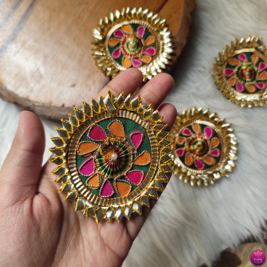 Small Fabric Gota Buti Patch 2pcs - Elegant HandCrafted Diwali DIY Booti Decoration